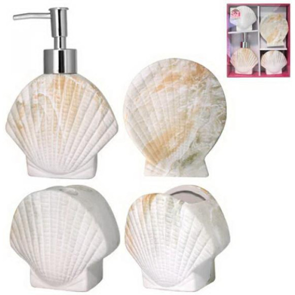 Set 4 items Shell (soap dish, toothbrush holder, glass, soap dispenser) SNT Ukraine