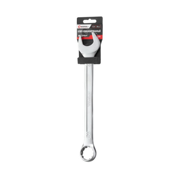 Combination spanner 30 mm, CrV, coating Satin-chrome PROF DIN3113 Intertool XT-1030