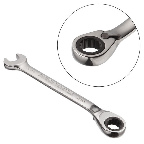 Wrench combined with ratchet 12 mm, CrV, PROF DIN3113 Intertool XT-1312