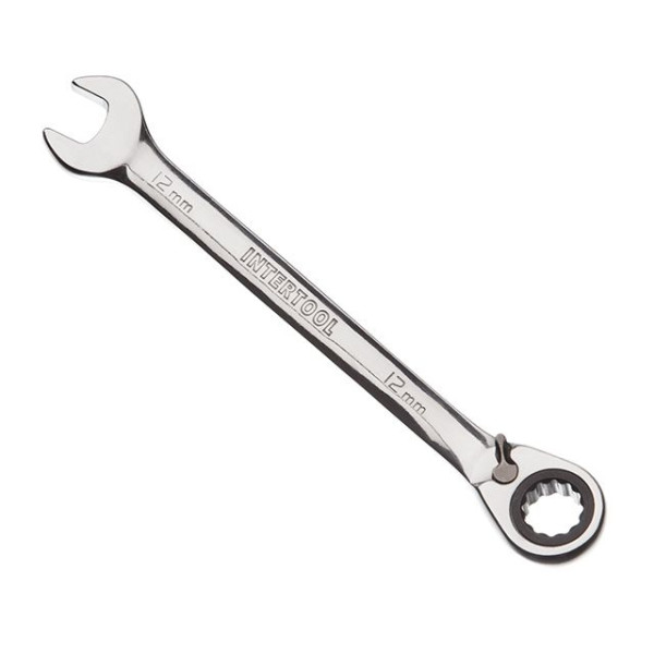 Wrench combined with ratchet 12 mm, CrV, PROF DIN3113 Intertool XT-1312