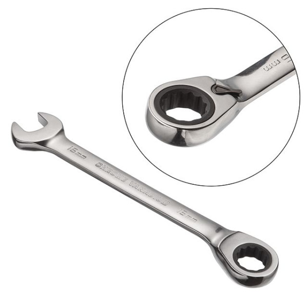 Wrench combined with ratchet 16 mm, CrV, PROF DIN3113 Intertool XT-1316