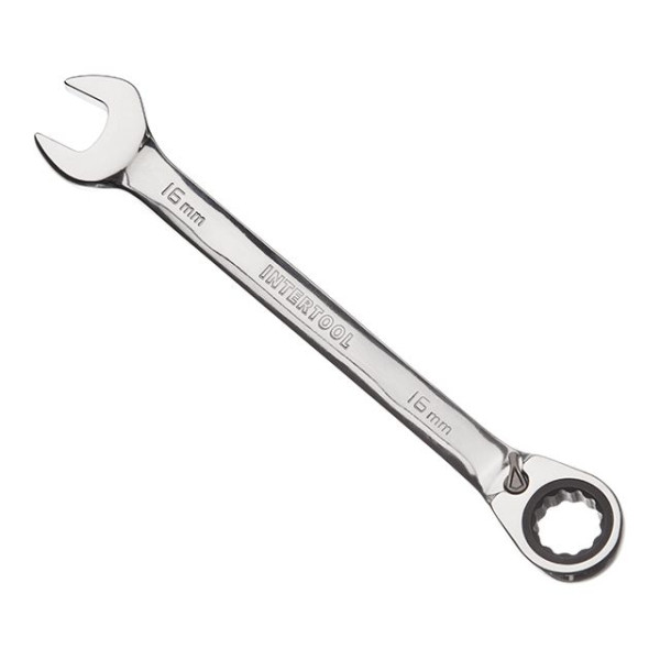 Wrench combined with ratchet 16 mm, CrV, PROF DIN3113 Intertool XT-1316