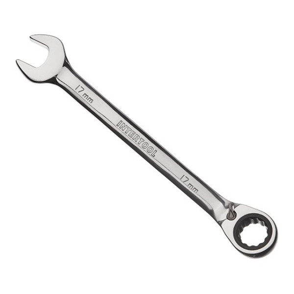 Wrench combined with ratchet 17 mm, CrV, PROF DIN3113 Intertool XT-1317