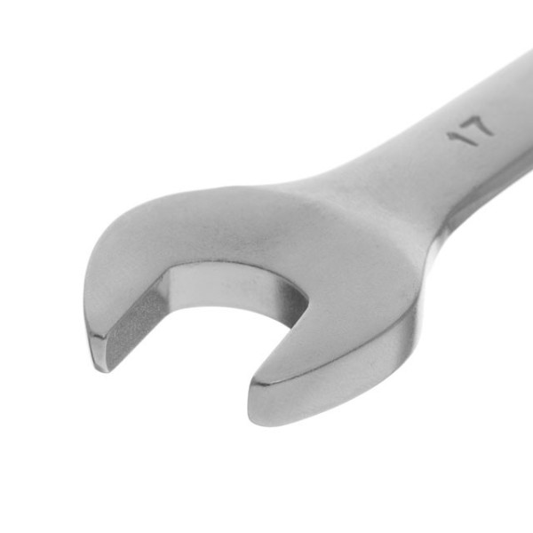 Intertool XT-1417 17 mm hinged angle spanner, CrV, satin-chrome finish