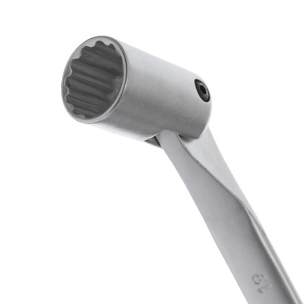 Intertool XT-1419 19 mm hinged angle spanner, CrV, satin-chrome finish