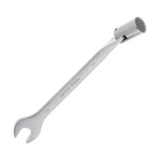 Intertool XT-1419 19 mm hinged angle spanner, CrV, satin-chrome finish
