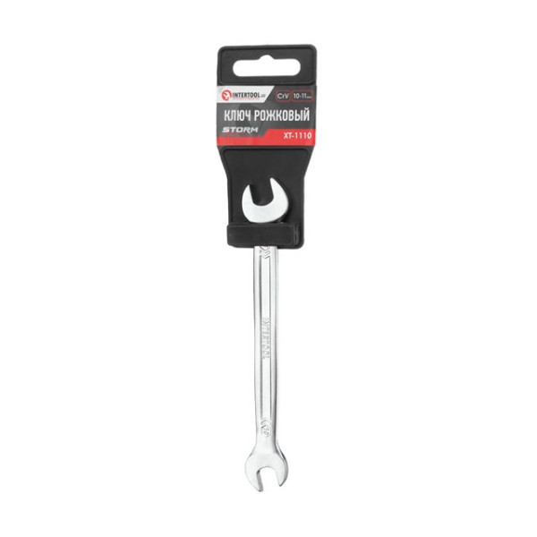 Wrench 10-11 mm Cr-V, satin-chrome coating; PROF DIN3113 Intertool XT-1110