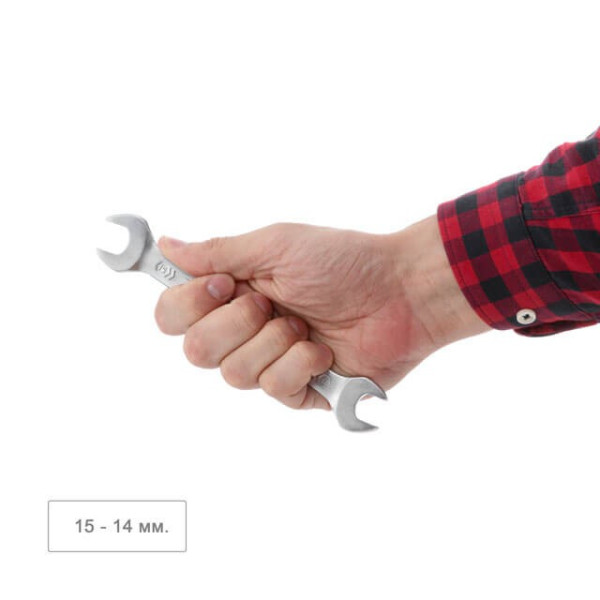 Angle wrench 14-15 mm CrV, satin-chrome coating PROF DIN3113 Intertool XT-1114