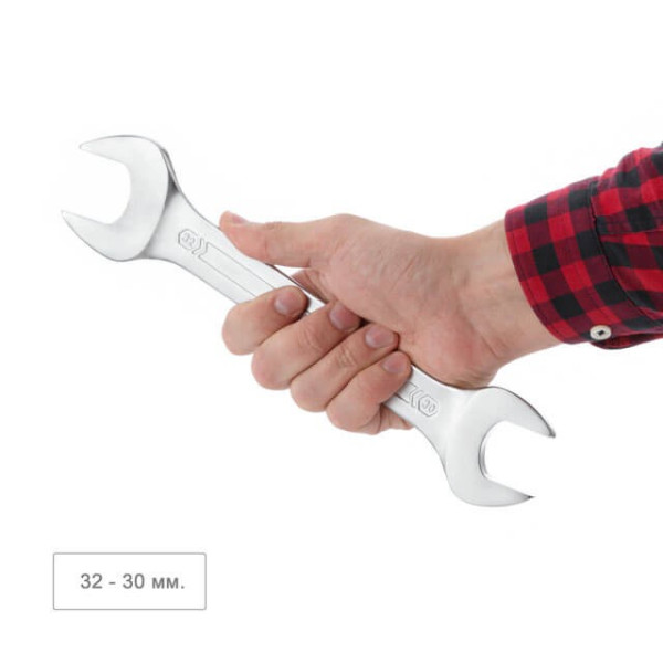 Angle wrench 30-32 mm CrV, satin-chrome finish PROF DIN3113 Intertool XT-1130