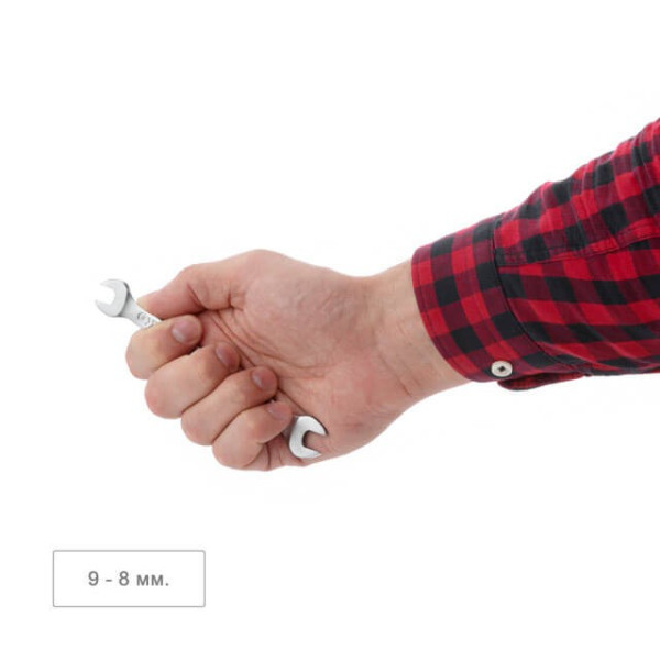 Angle wrench 8-9 mm CrV, satin-chrome coating PROF DIN3113 Intertool XT-1108