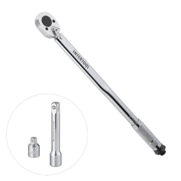 Torque wrench 1/2, 28-210 Nm, adapter 1/2*3/8, extension 125 mm*1/2 Intertool XT-9007