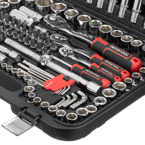 Набор инструментов 1/2; 3/8; 1/4, 156 единиц, Cr-V STORM Intertool ET-8156