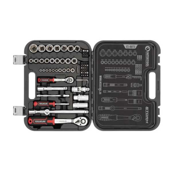 Tool set 73 units STORM, 1/2, 1/4, Cr-V Intertool ET-8073