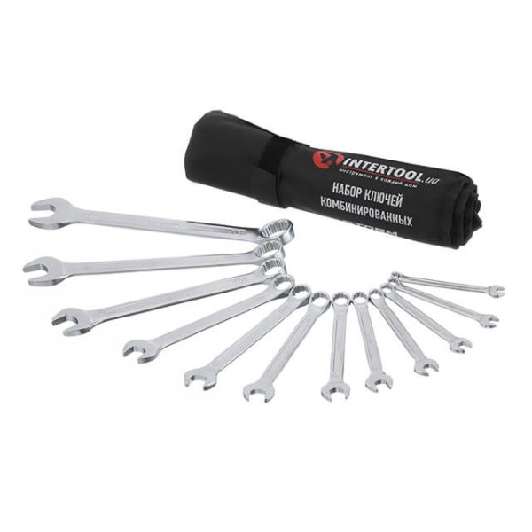 Combination wrench set 12 pcs., 6-14, 17, 19, 22 mm, DIN3113 STORM Intertool XT-1004