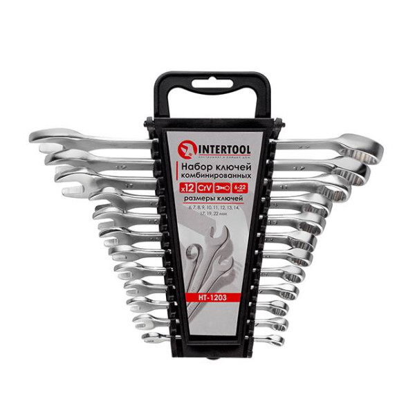 Combination spanner set 12 pcs, 6-22 mm CrV Intertool HT-1203