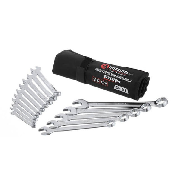 Set of 15 combination wrenches, 6-19, 22 mm, DIN3113, STORM Intertool XT-1005