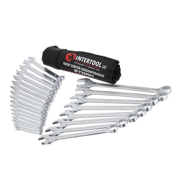 Combination spanner set of 25 pieces, 6-28, 30, 32 mm; DIN 3113, STORM Intertool XT-1000