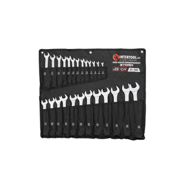 Combination spanner set of 25 pieces, 6-28, 30, 32 mm; DIN 3113, STORM Intertool XT-1000
