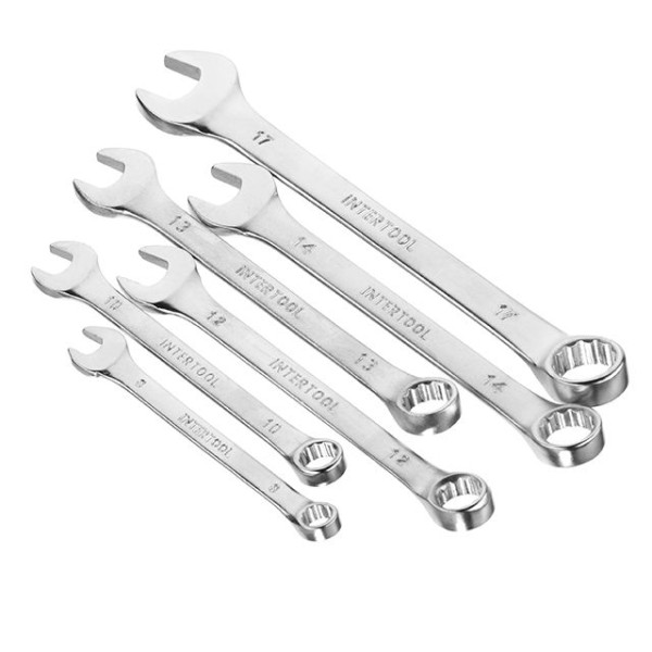 Combination spanner set of 6 pieces, 8-17 mm CrV Intertool HT-1201