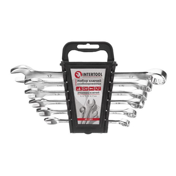 Combination spanner set of 6 pieces, 8-17 mm CrV Intertool HT-1201