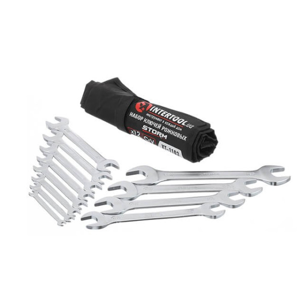 Set of 12 angled keys. 6-32 mm, Cr-V, satin chrome finish, DIN3110, STORM Intertool XT-1103