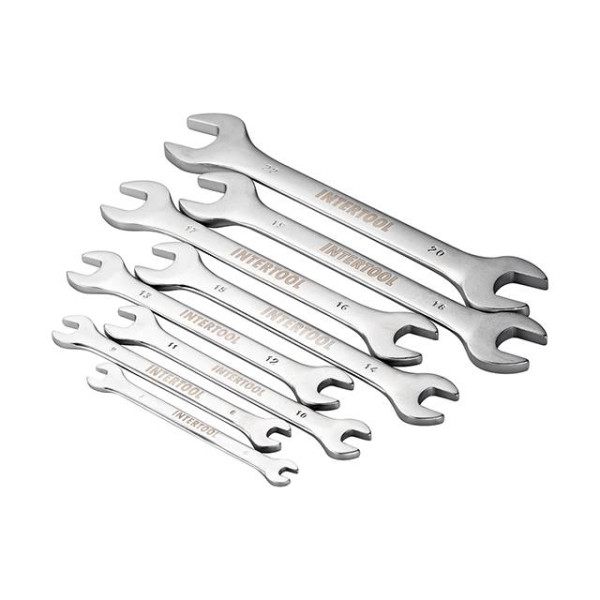 Set of 8 pcs. 6-22 mm CrV Intertool HT-1002 angle wrenches