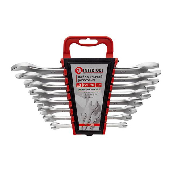 Set of 8 pcs. 6-22 mm CrV Intertool HT-1002 angle wrenches