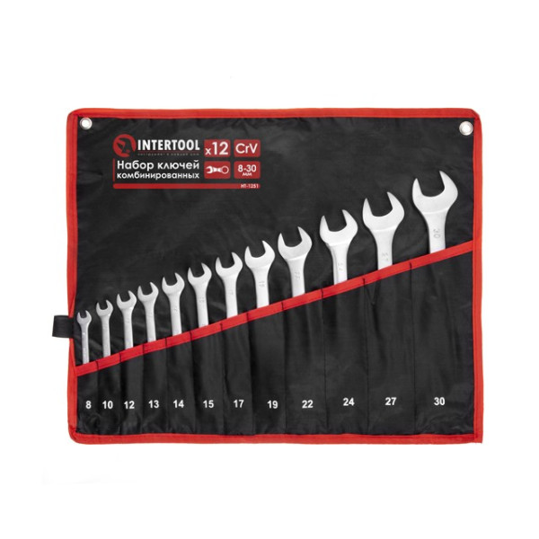 Set of combination keys, 12 pcs. 8-30mm Intertool HT-1251