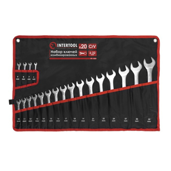 Set of combination keys, 20 pcs. 6-32mm Intertool HT-1253