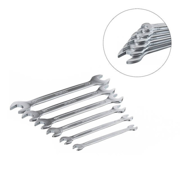 Set of combination keys 6 pcs. 6-17 mm Cr-V, satin-chrome coating; DIN3110, STORM Intertool XT-1101