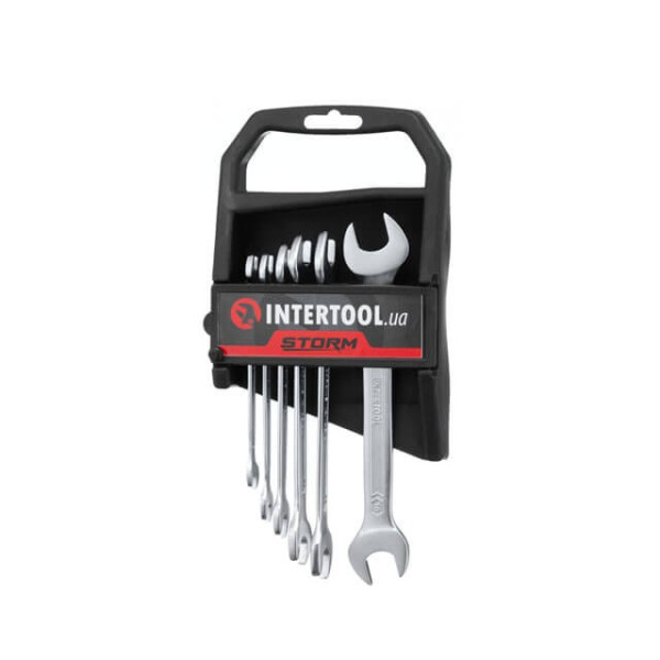 Set of combination keys 6 pcs. 6-17 mm Cr-V, satin-chrome coating; DIN3110, STORM Intertool XT-1101