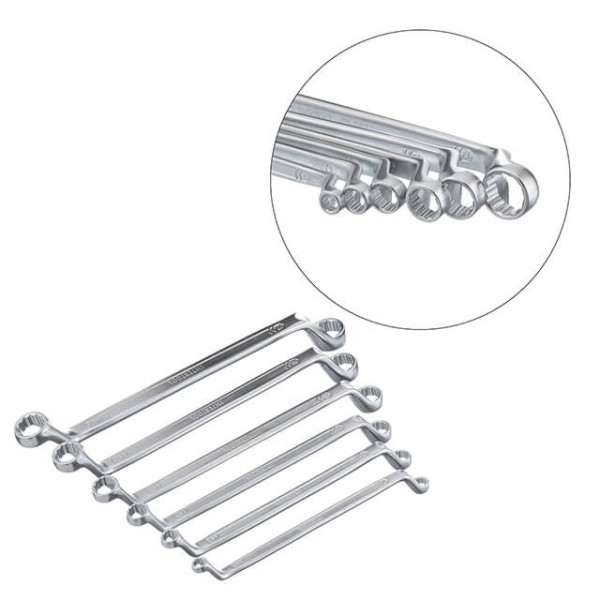 Set of socket wrenches 6 pcs. 6-17 mm Cr-V, satin-chrome coating; DIN838 STORM Intertool XT-1201