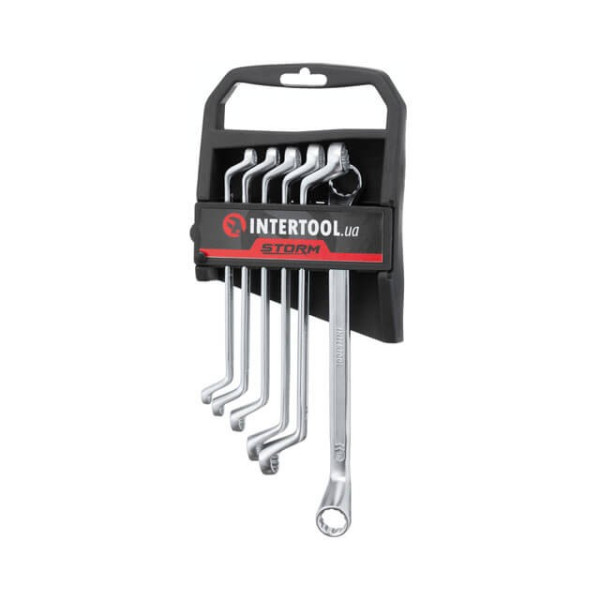 Set of socket wrenches 6 pcs. 6-17 mm Cr-V, satin-chrome coating; DIN838 STORM Intertool XT-1201