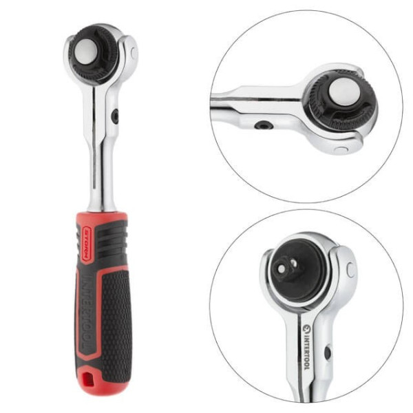 Handle with ratchet mechanism, 72 teeth 1/4, Cr-V STORM Intertool ET-8007