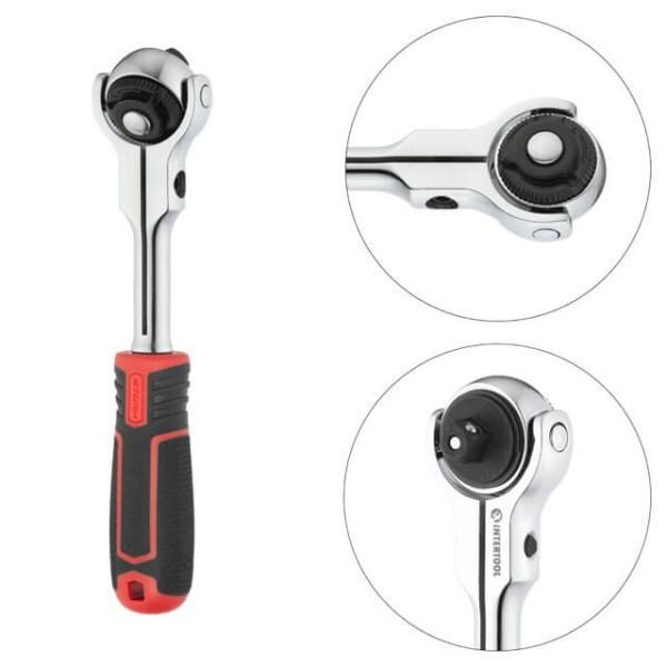 Handle with a ratchet mechanism, 72 teeth 3/8, Cr-V STORM Intertool ET-8008