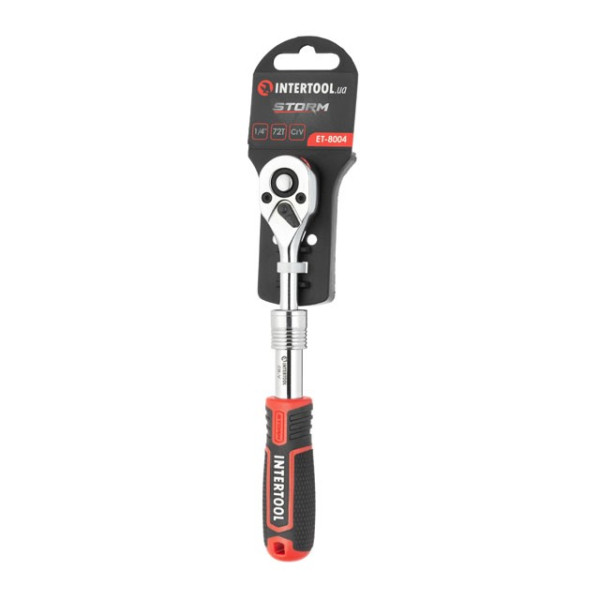 Handle with ratchet mechanism telescopic, 72 teeth 1/4, Cr-V STORM Intertool ET-8004