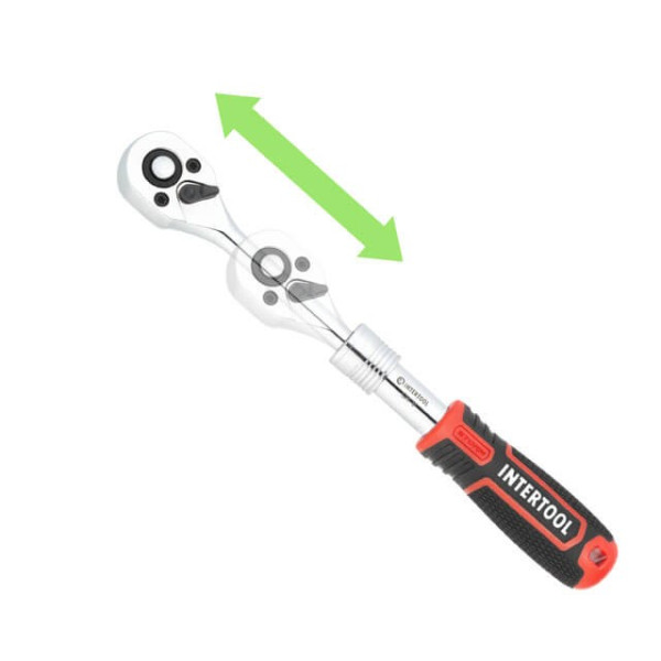 Handle with ratchet mechanism telescopic, 72 teeth 1/4, Cr-V STORM Intertool ET-8004