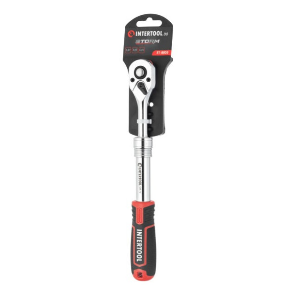Handle with ratchet mechanism telescopic, 72 teeth 3/8, Cr-V STORM Intertool ET-8005