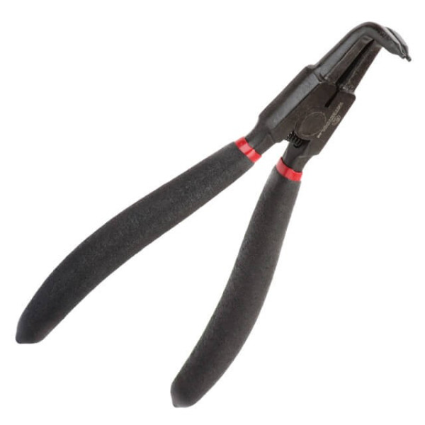 Pliers for removing and installing circlips 180 mm, curved on a clamp, 40CrV, phosphated, polished. Intertool HT-7019