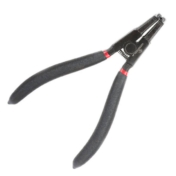 Pliers for removing and installing circlips 180 mm, curved on a clamp, 40CrV, phosphated, polished. Intertool HT-7019