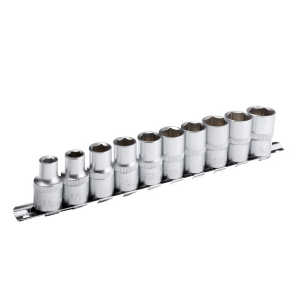 Set of heads, 1/2 - 8,10,12,13,14,15,16,17,18,19 mm CrV. 10 units Cr-V Intertool ET-6012