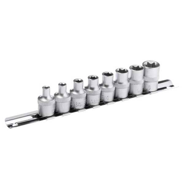 Set of TORX heads 8 pcs., E5-E16, 3/8 Intertool ET-6015