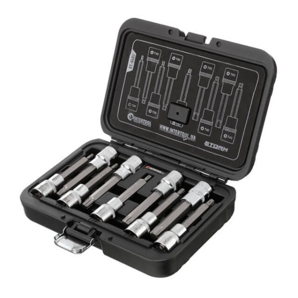 Bit set TORX 1/2 T20-T60, 100 mm, S2, STORM Intertool ET-8401