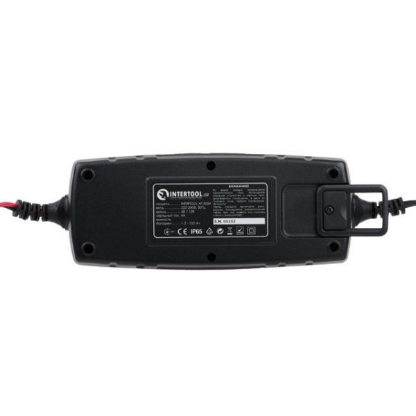 Charger 6/12 V, 1/2/3/4 A, 230 V, winter charging mode, display, maximum battery capacity 1.2-120 A/h Intertool AT-3024