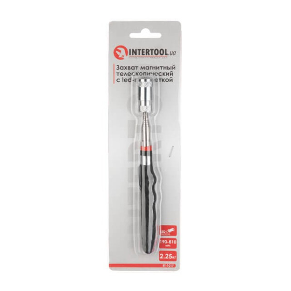 Magnetic telescopic gripper with LED illumination 190-810 mm, 2.25 kg Intertool ET-1017