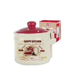 Банка для меда с деревянной ложкой Happy Kitchen (h-8,5 см, d-10 см, обьем 420 мл) SNT Украина