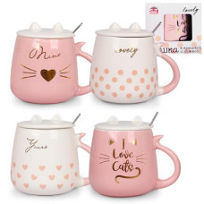 Чашка з кришкою та ложкою Cats style 460 мл SNT Україна
