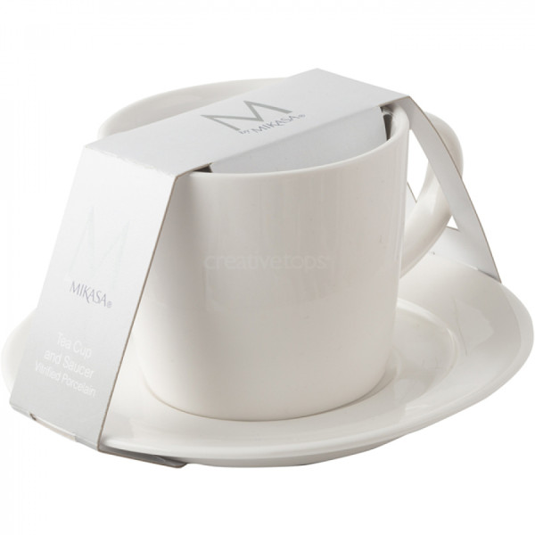 Cup and saucer Mikasa Ridged, porcelain, 250 ml