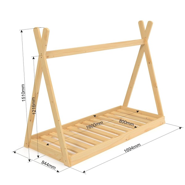 Children's bed-house Wigwam varnish 80x160 cm, SportBaby