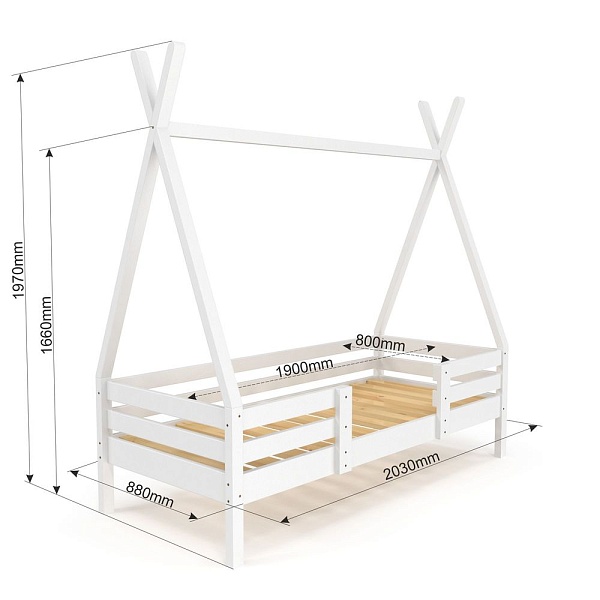 Cot house Wigwam - 2 white 80x190 cm SportBaby